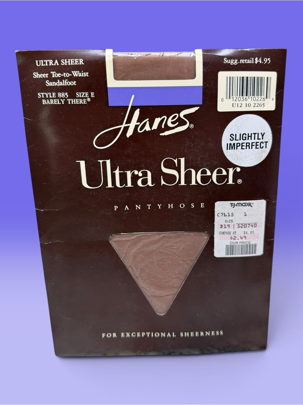 1989 Hanes Ultra Sheer Pantyhose Sheer To Waist Style 885 Size E Barely There